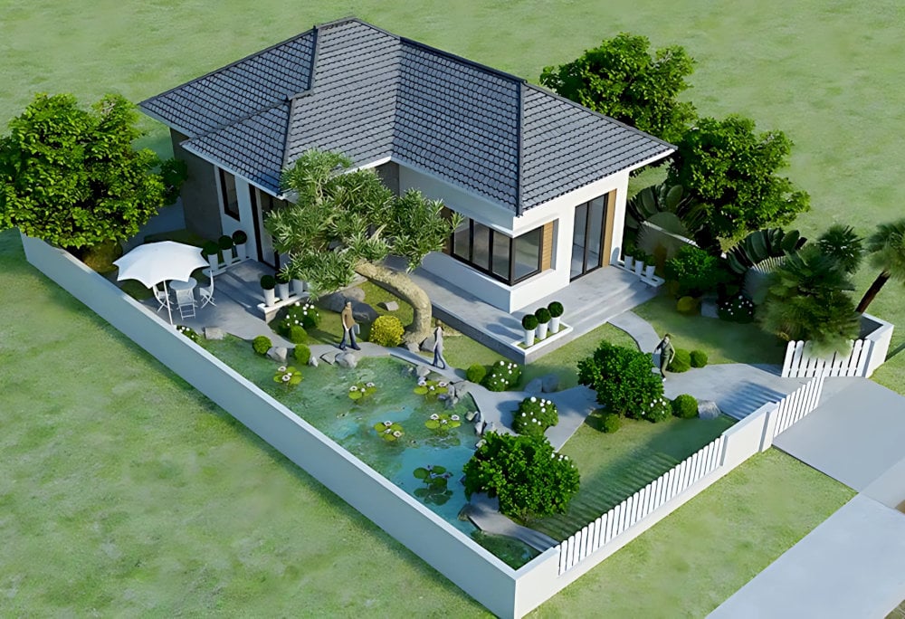 MẪU NHÀ VƯỜN CẤP 4 HIỆN ĐẠI VỚI KIẾN TRÚC TRẺ TRUNG SANG TRỌNG