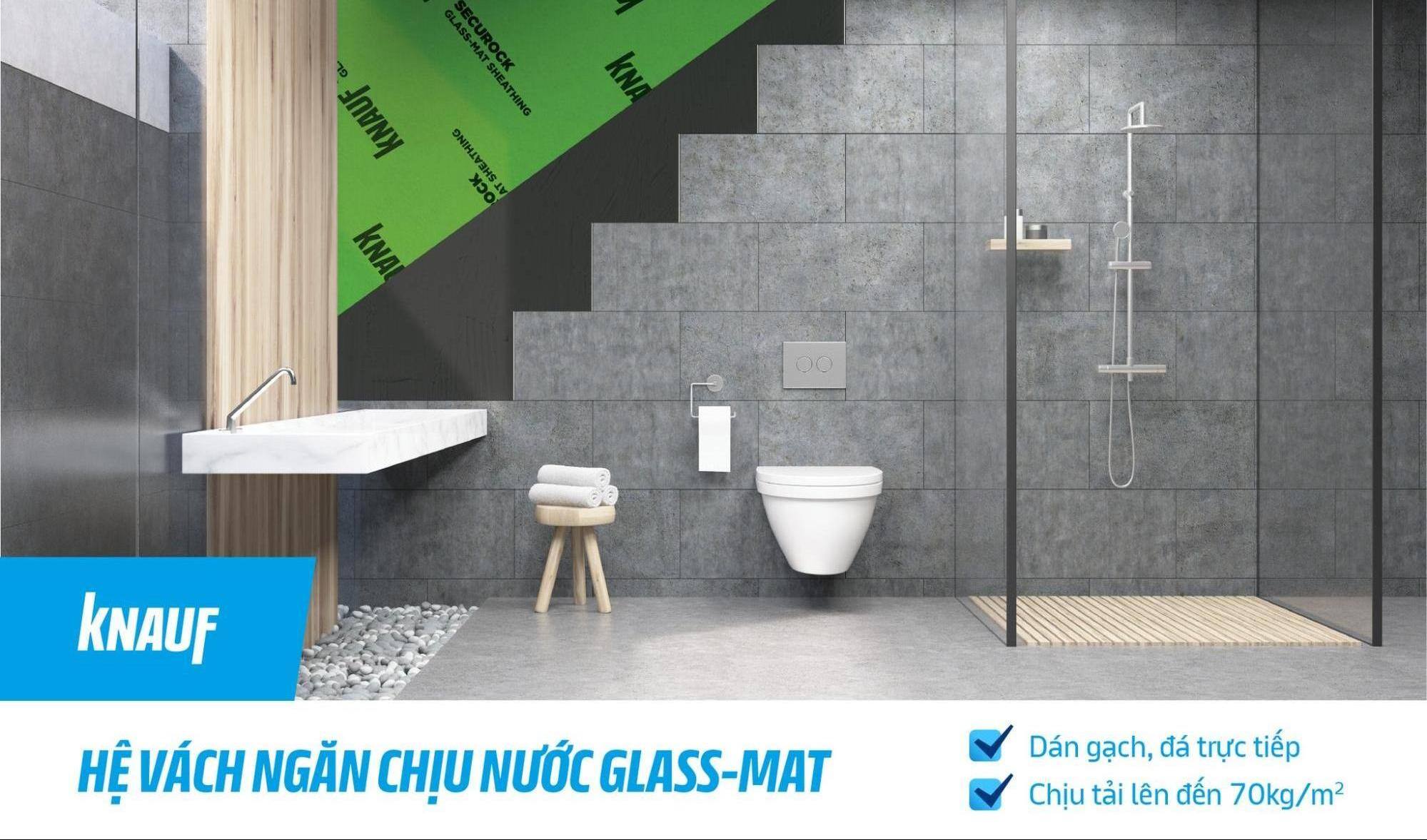 Tấm thạch cao chịu nước tăng khả năng chống ẩm mốc cho nhà tắm