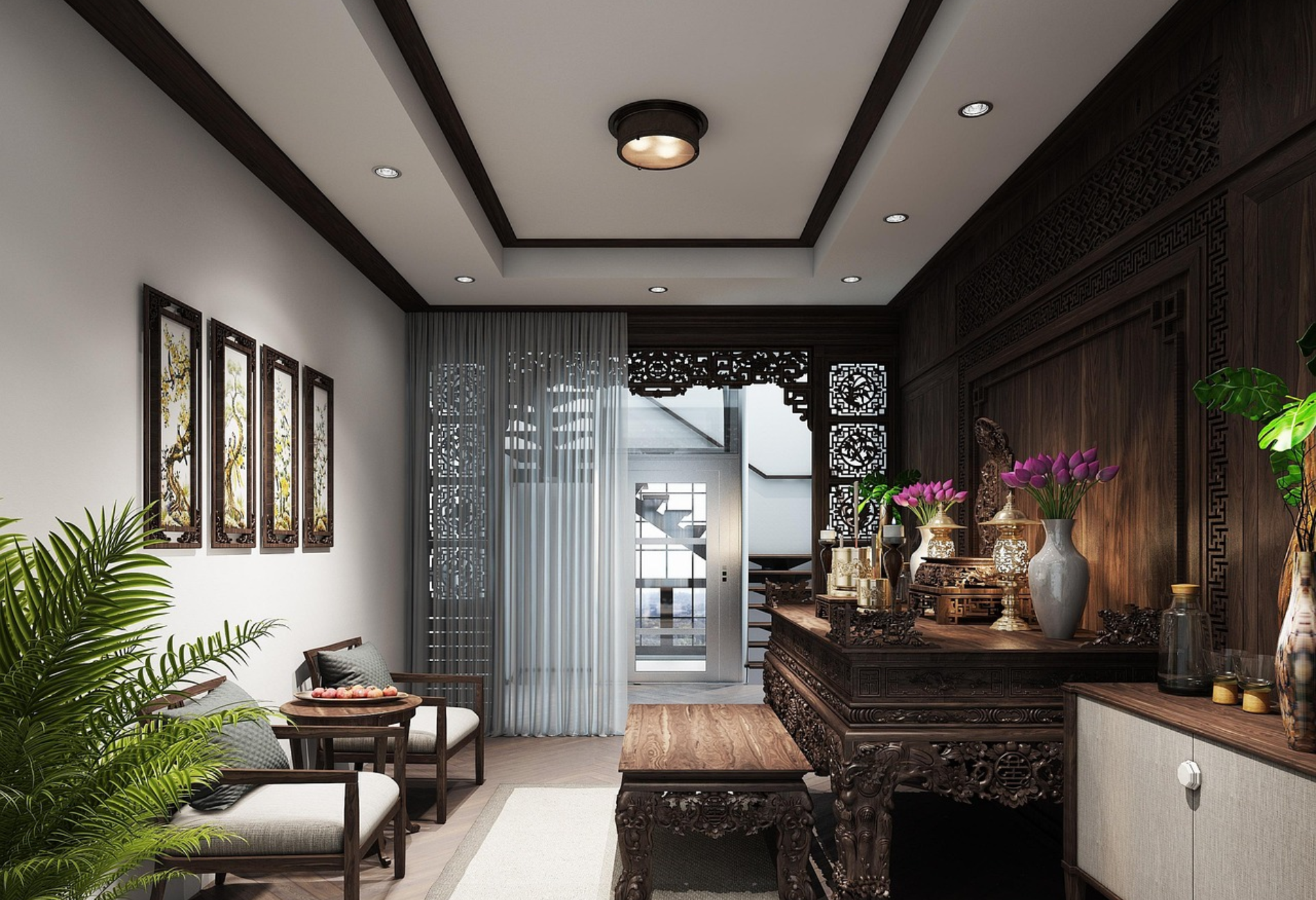 Trần thạch cao là lựa chọn phù hợp để lắp đặt trong các phòng thờ với thiết kế đơn giản, trang trọng (Nguồn: Pixabay)